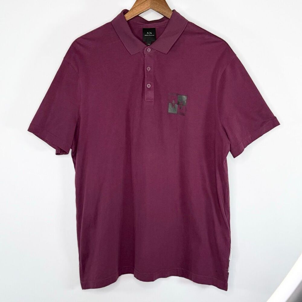 Armani Exchange Maroon Burgundy Short Sleeve Polo Shirt - US Big Kids XXL (18)